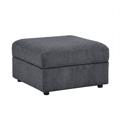 Jackson 33in Modular Square Upholstred Storage Ottoman in Charcoal