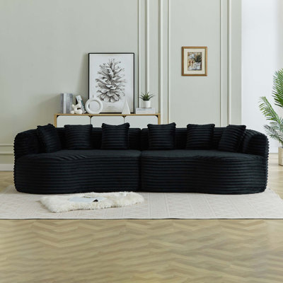 Canapé modulaire incurvé avec nuage sans os et velours côtelé luxueux