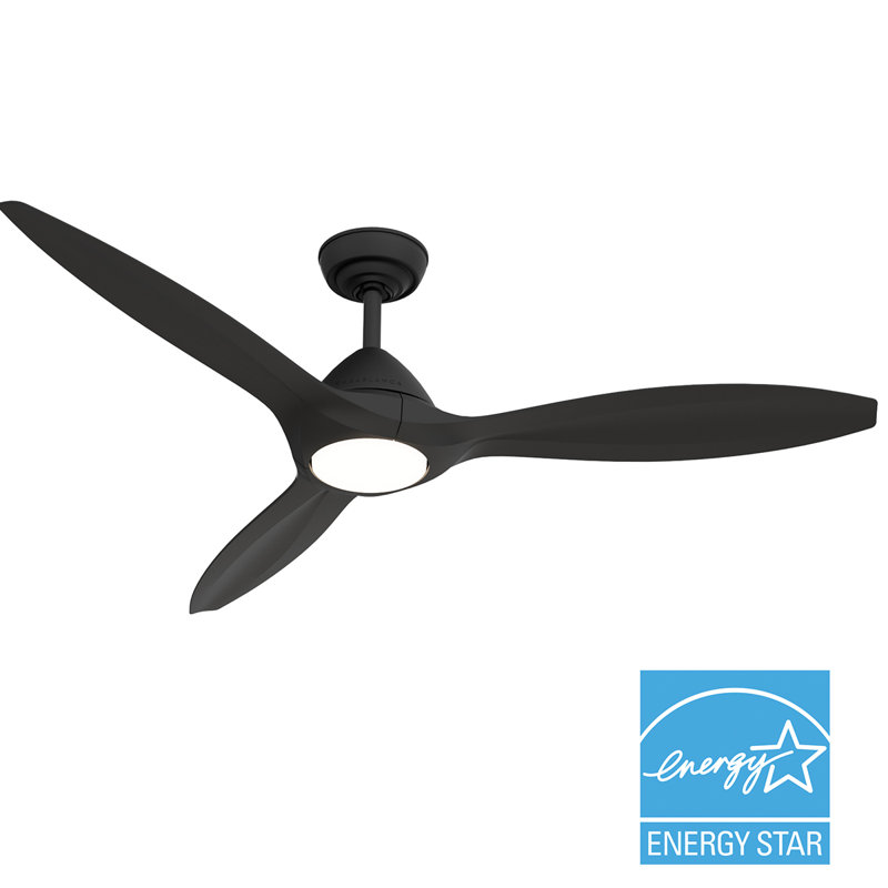 Casablanca 56 inch Surea ENERGY STAR® Damp Rated Ceiling Fan with Lights and Remote, Matte Black