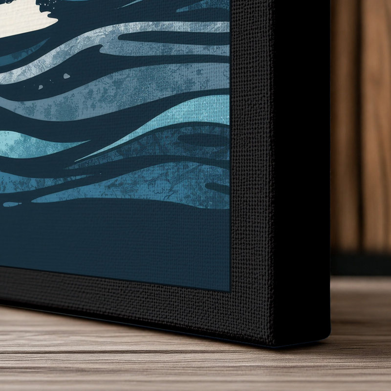 Whale Breaches Coastal - Wrapped Canvas, 18x12 - 45.7 x 30.5 cm, Black Border