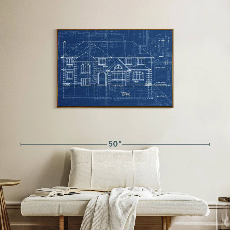 Plan de maison, Cadre flottant doré, 37 po x 25 po