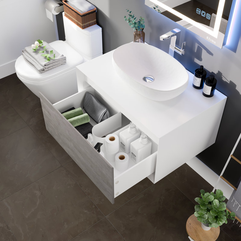 Ensemble de meuble-lavabo simple 36 po Zarra, Gris