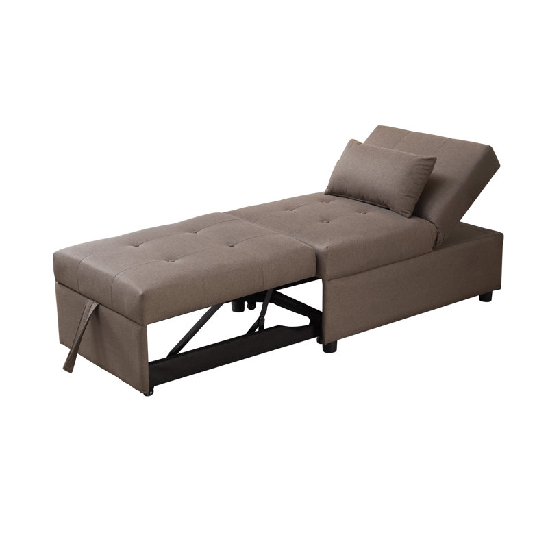Mykita Multi-Function Ottoman, Sofa Bed Sleeper, Convertible Chair, Brown Cotton Blend