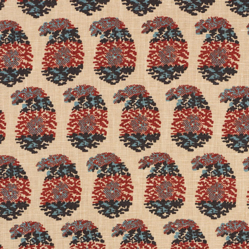 Schumacher X Rita Konig Terry Fabric, Red/Navy
