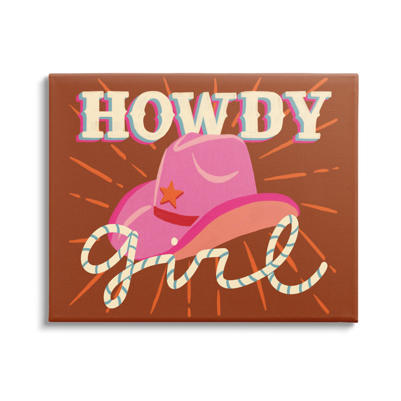 "Howdy Girl Cowboy Hat", impression sur toile, H 16 po x l 20 po x P 1,5 po