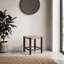 Tabouret d'appoint de patio intérieur / extérieur en bois de teck fabriqué à la main et en rotin synthétique sans dossier 15,75 po Columnar Coastal, brun clair et brun foncé
