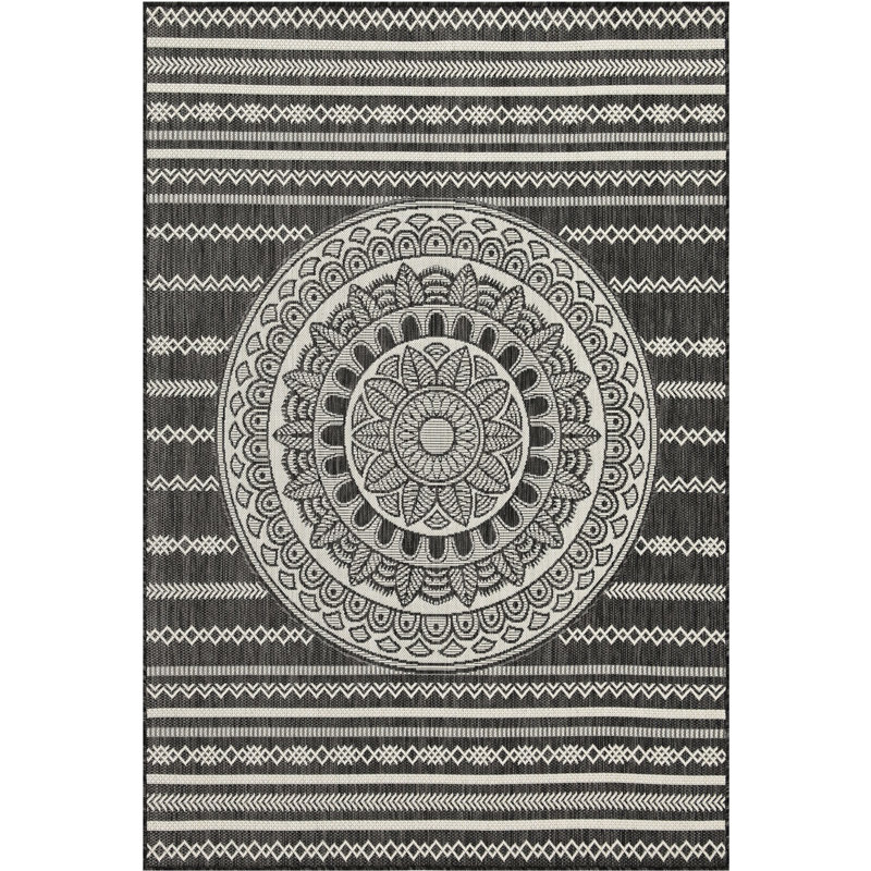 Sunshine Gchar2017 Anthracite Rug, 5 Ft. 3 In. X 7 In., Polypropylene , Stain , For Indoor And Outdoor Music Rooms 5'3" 7'3" Indoor/Outdoor Gchar2017, Polypropylene, Entryways Under Furniture