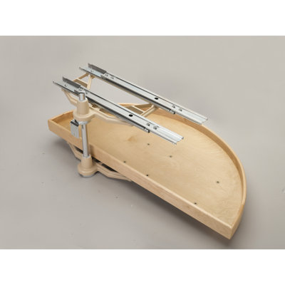 38" Maple Two-Tier Half-Moon Optimizer w/ Pivot and Slide Hardware for 18" Blind Corner Cabinet Openings