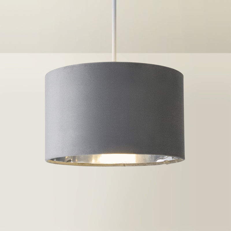 Aidar Linen Blend Drum Lamp Shade ( Slip-On ) in Grey, 15" H x 25" W x 25" D