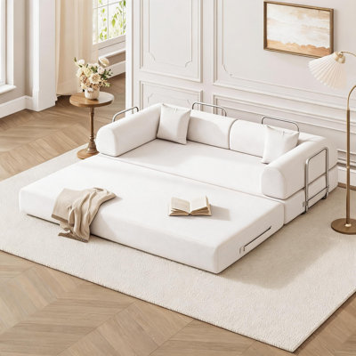 78,7 po Canapé-lit modulaire convertible 5 en 1 en velours côtelé Futur sans os sans assemblage Causeuse-lit escamotable sans accoudoirs
