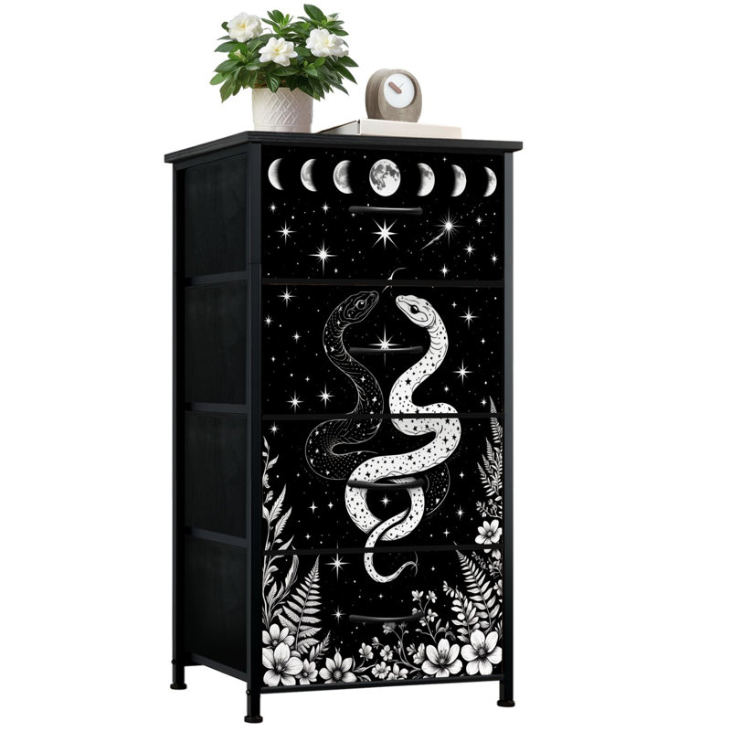 Commode pour chambre à coucher avec 4 tiroirs de rangement Witchy Snppy Trippy