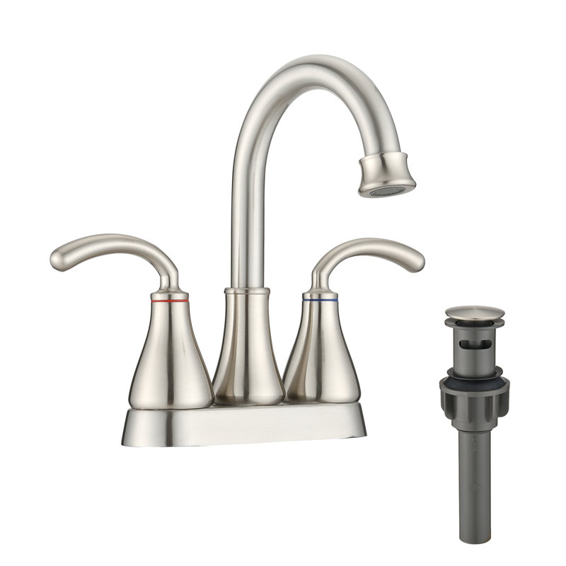 Centerset 2-handle Bathroom Faucet with Drain Assembly, Brushed Nickel