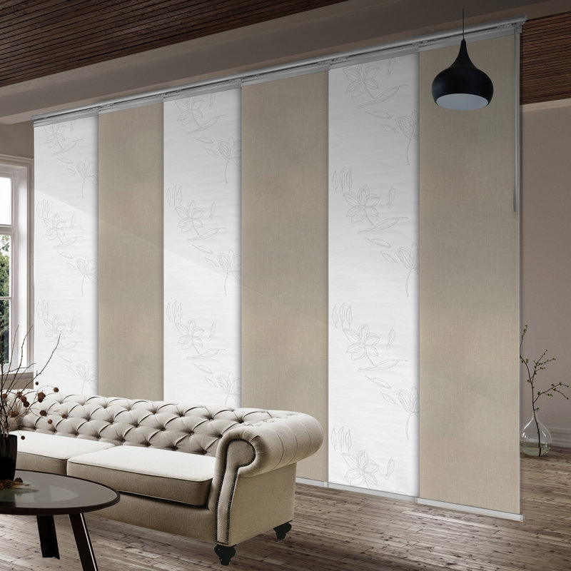 Rail extensible à 6 rails simples 6 panneaux l 98 po à 130 po x H 94 po, largeur de panneau 23,5 po, lotus, soie de maïs