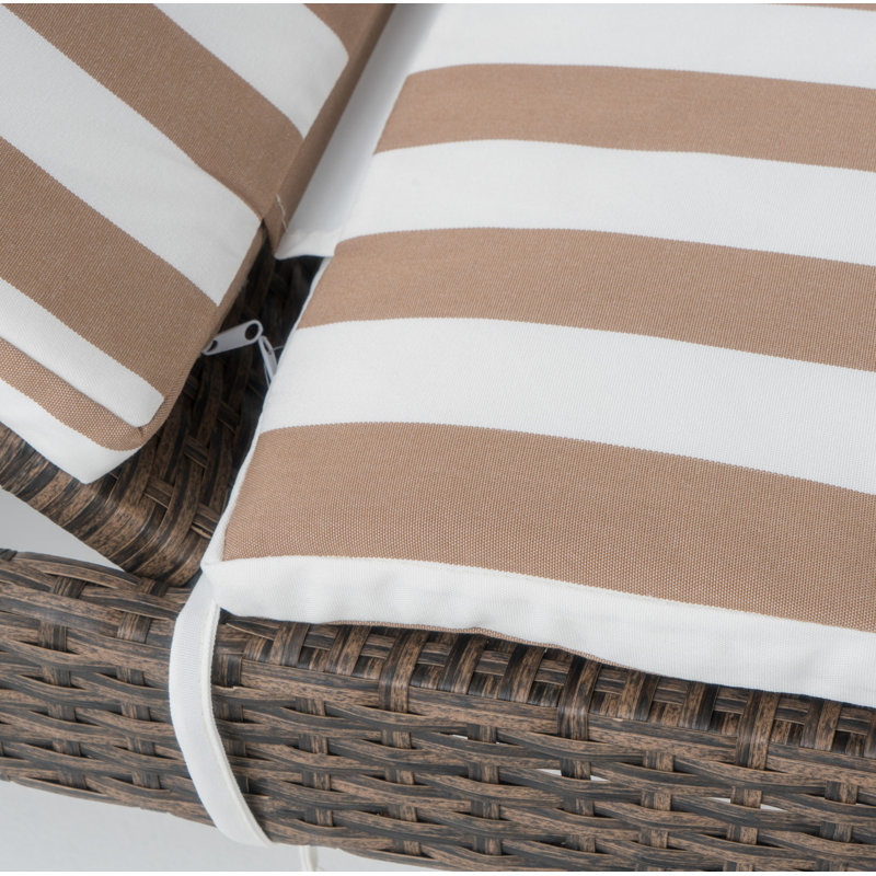Ensemble de chaises longues inclinables 79,25 po avec coussins Billur, Brun / Blanc