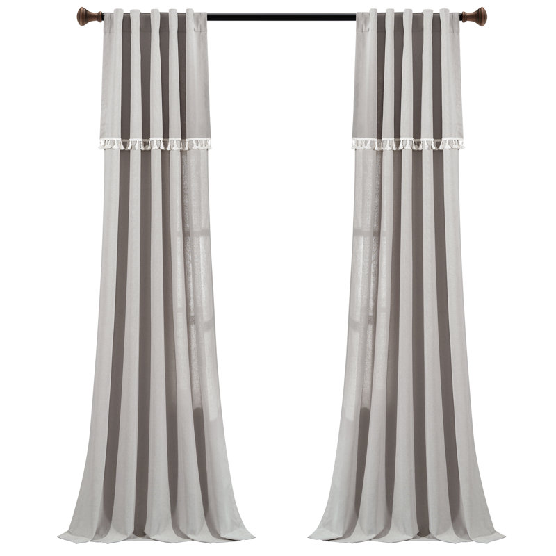 Cotton Blend Semi Sheer Curtain Pair, Gray