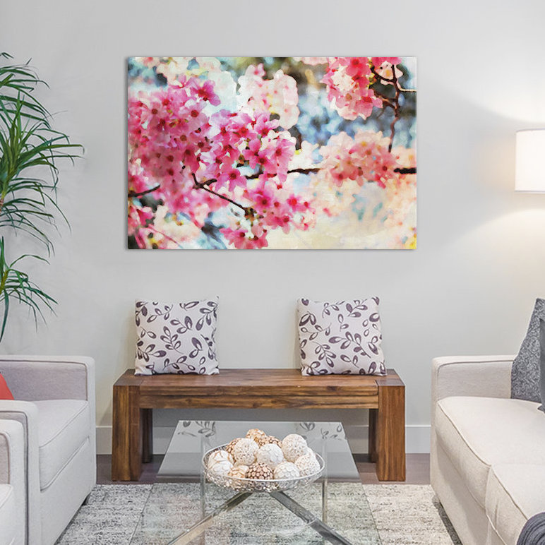 «Cherry Flowers V» par Irena Orlov - Estampe numérique sur toile tendue avec châssis, H 8 po x l 12 po x P 0,75 po