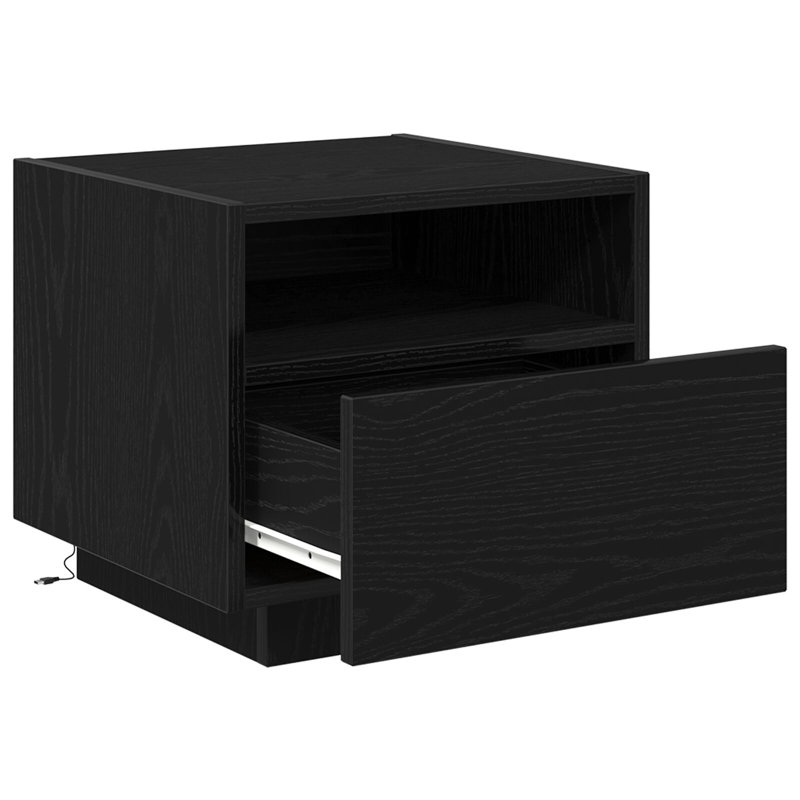 Bedside Cabinet Compact Storage, Black Oak