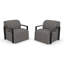 Ensemble de 2 fauteuils lounge modernes en aluminium à structure ouverte, rembourrés et dotés de coussins Sunbrella-101889988
