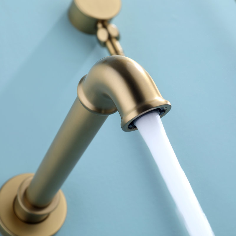 8" Antique Shower Faucet Sets Complete Rain Shower System in Wall with Tub Filler, Brass Shower Faucet Sets with Rough-in Valve