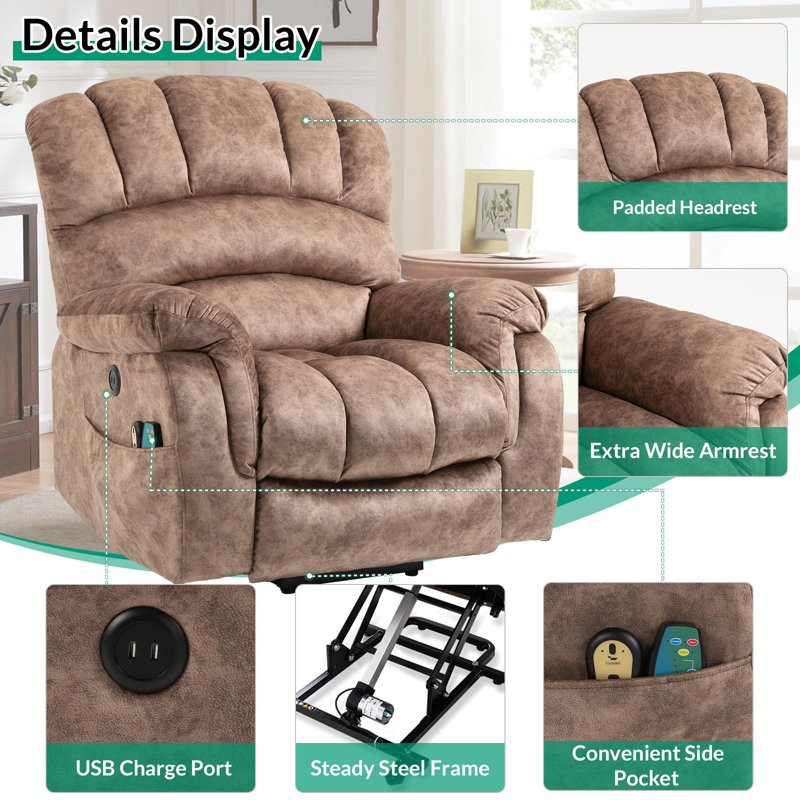 Fauteuil inclinable Ellea, Velours brun