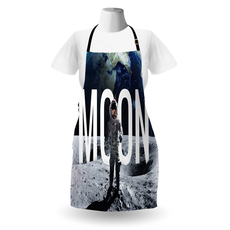 Tablier East Urban Home pour nébuleuse unisexe, espace astronaute miniature, taille adulte, bleu gris