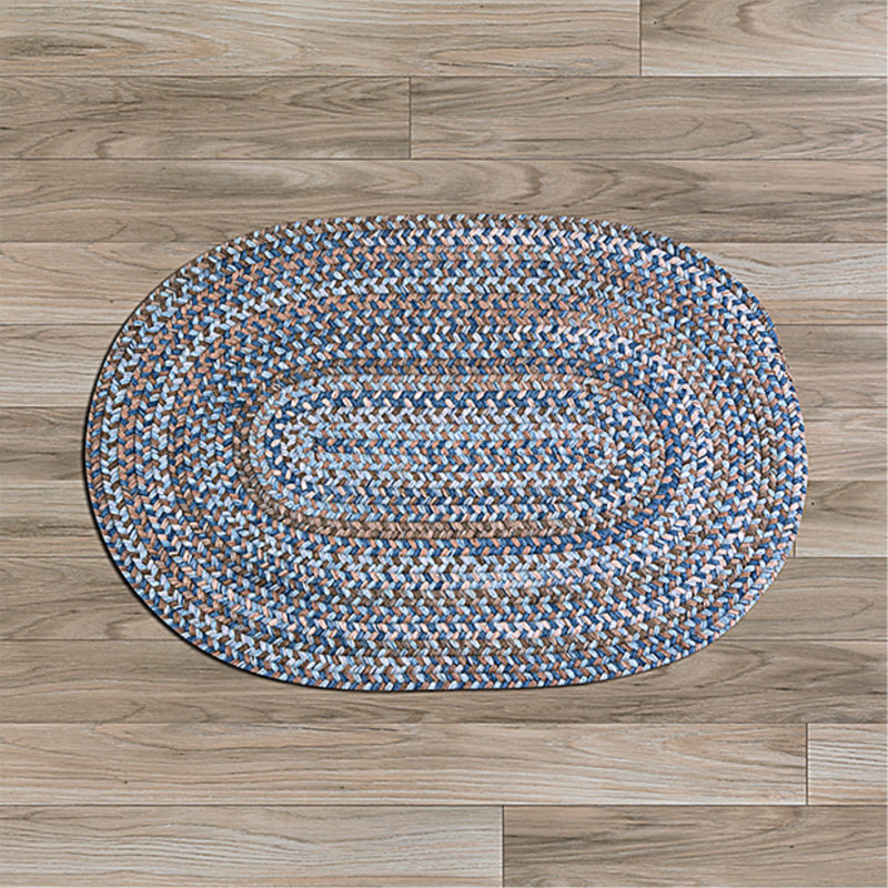 Tapis réversible en laine Oyola - bleu-brun, Ovale 7 pi x 9 pi