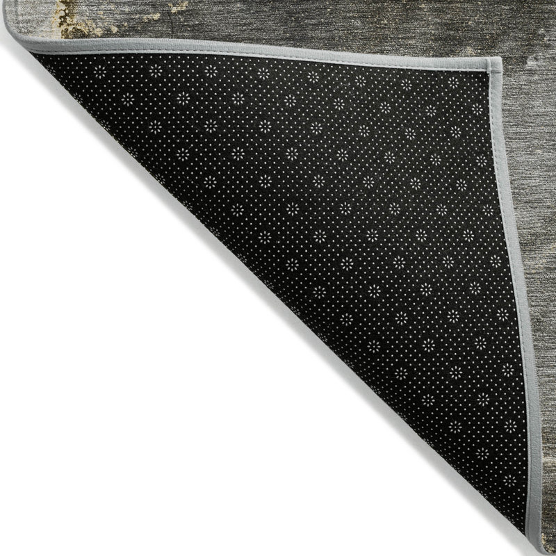 Tapis extérieur lavable antidérapant gris et doré 2 pi x 3 pi