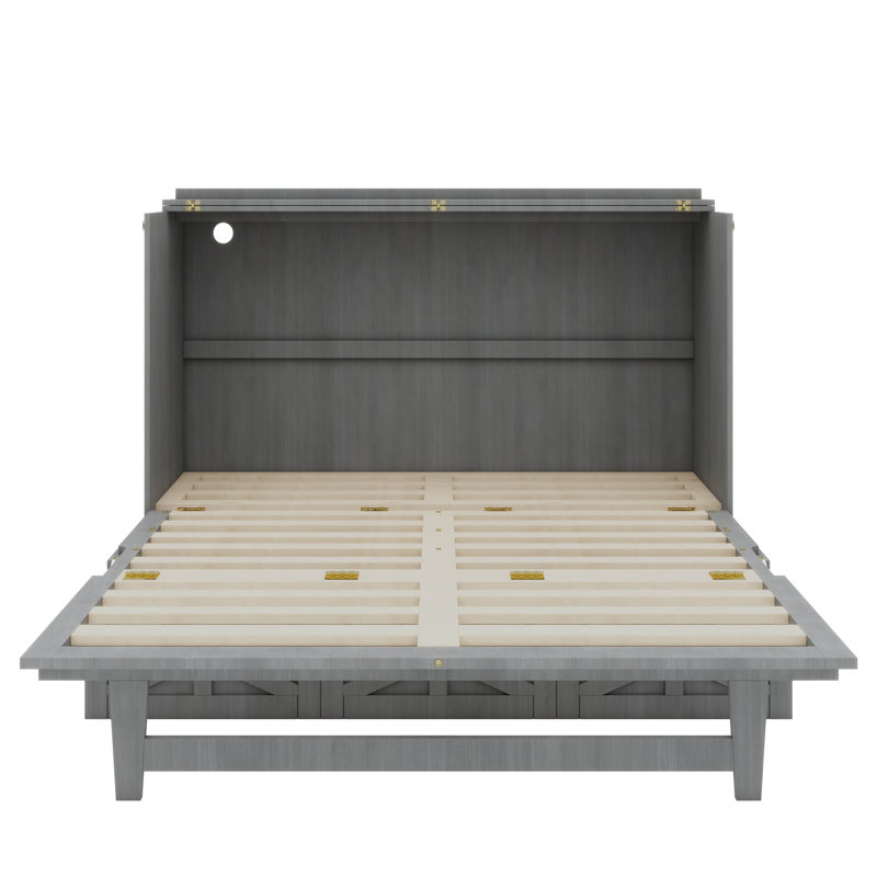 Un lit escamotable offrant un grand espace de rangement pour les tiroirs, Grey, Full