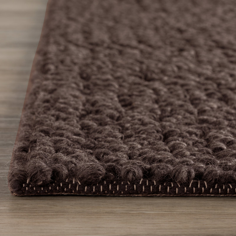 Tapis brun en laine crocheté à la main Amaty, Tapis de couloir 2 pi 3 po x 7 pi 6 po