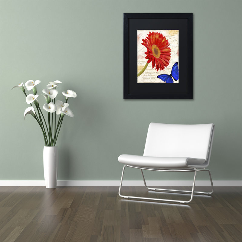 Jadaya «Gerbera Daisy», impression encadrée, H 14 po x l 11 po x P 0,5 po, Noir, Cadre brun