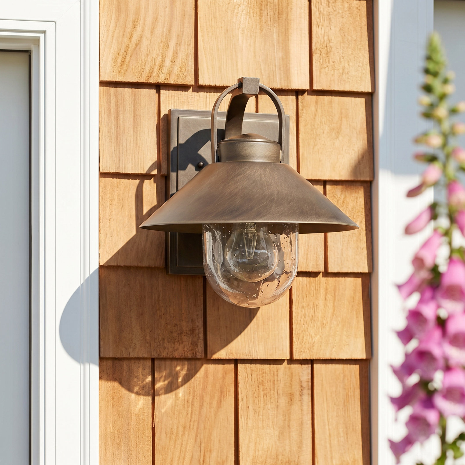 Andren Outdoor Wall Lantern, Bronze, 8.13'' H x 8'' W x 9'' D, Bronze