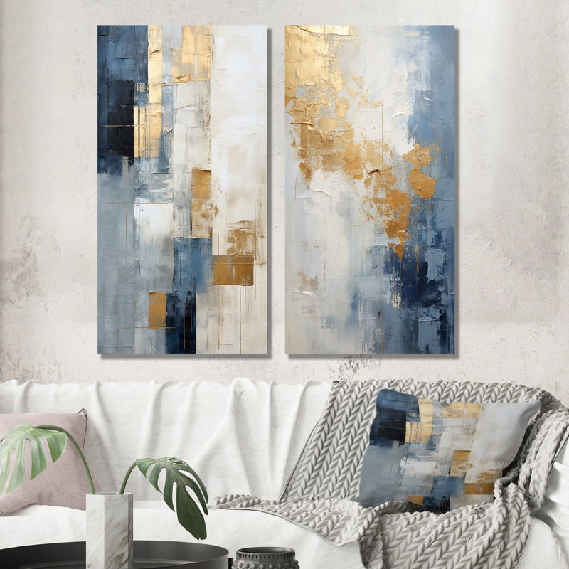 Danita - Ensemble de 2 reproductions d'art sur toile abstraites, H 40 po x l 41 po, Toile tendue