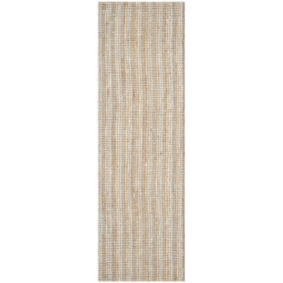 Alda Gray Natural Hand-Woven Striped Jute Rug