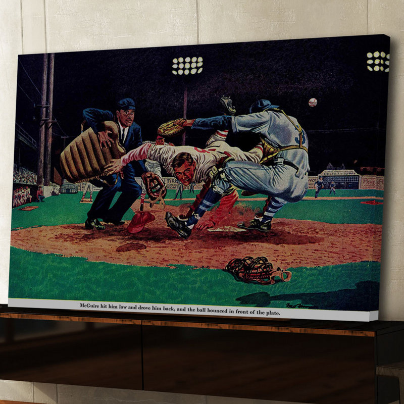 « the last out » par fred freeman, reproduction d’art sur toile tendue, H 20 po x l 30 po x P 1,5 po
