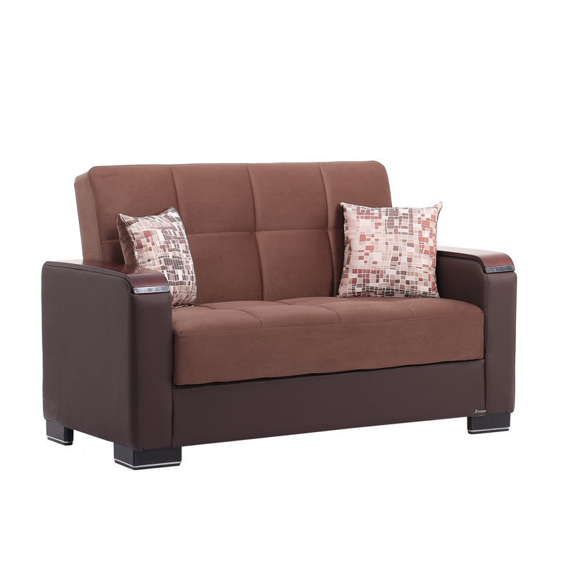 Neubauer 65 in. Fabric Upholstered 2-Seater 3-in-1 Sleeper Loveseat Sofa Bed with Storage, Firm Seat Cushion