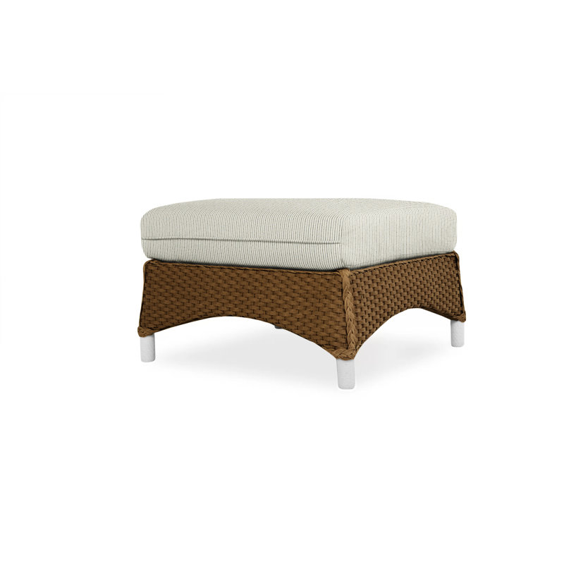 Mandalay Outdoor Ottoman, Decorline Navy, Bark