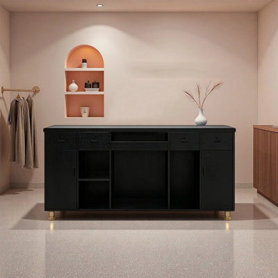 Vintage Reception Desk, Commercial Front Desk for Retail Stores, Salons and Offices, Suitable for Use as Cashier Counter, No Assembly Required