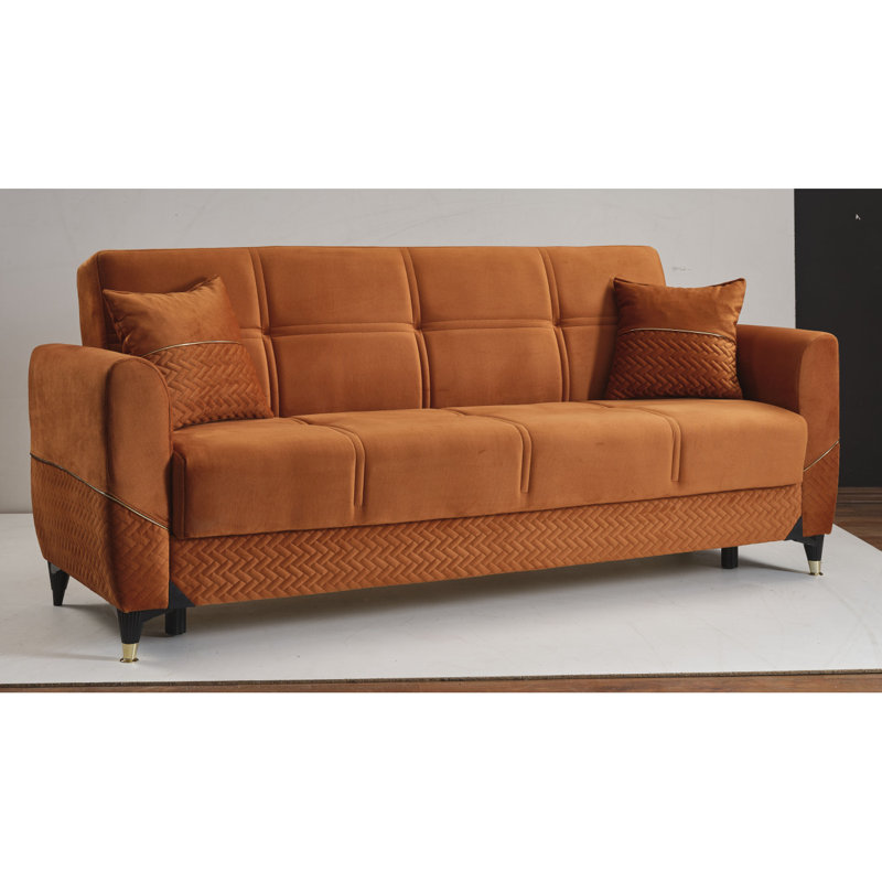 Canapé-lit rembourré avec rangement Rivoka Collection, Orange