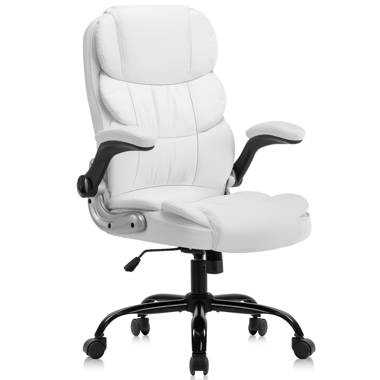 Kalman Mid-Back LeatherSoft Executive Swivel Office Chair with Padded Arms Upper Square Upholstery Color: Black