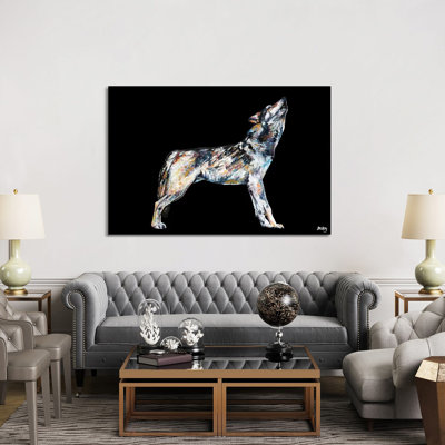 Mishka, Black Background by Becksy - Wrapped Canvas Print