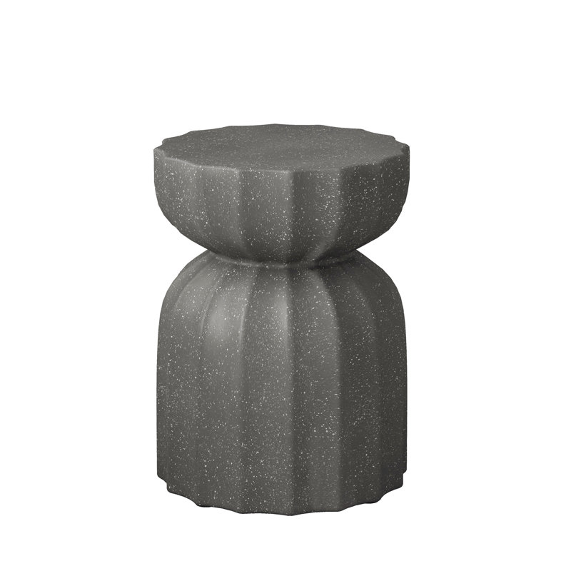 Ensemble de table basse et de table d'appoint 13 "modernes et imperméables pour l'extérieur et l'intérieur, conception durable en ciment MgO, convenant à la terrasse, au jardin, à la cour et au salon, gris, 2 pièces