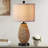 Adone 22.5" Natural Rattan Bedside Table Lamp with Dual USB Ports and Touch Control