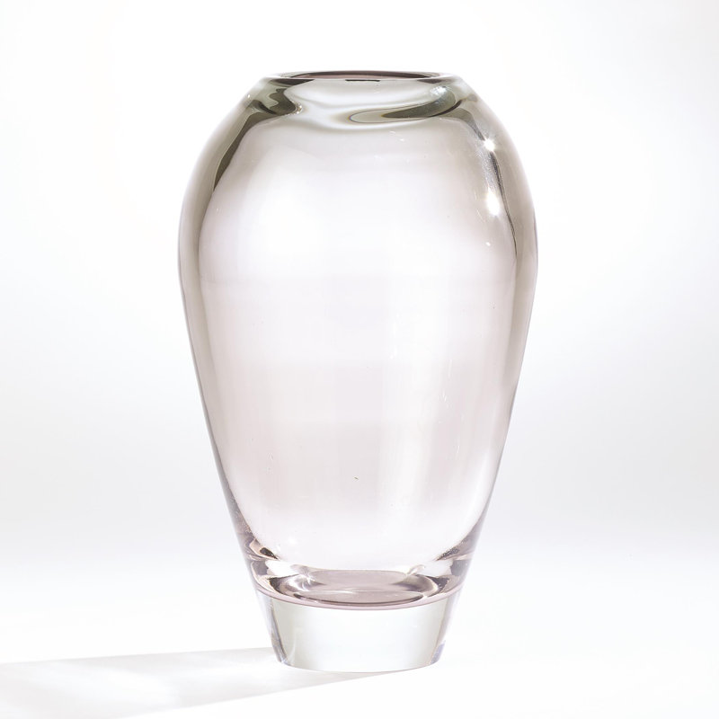 Elegant Clear and Gray Polish Art Glass Decorative Table Vase