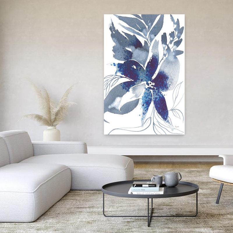 Beauté de l'art abstrait bleu contemporain, H 60 po x l 40 po
