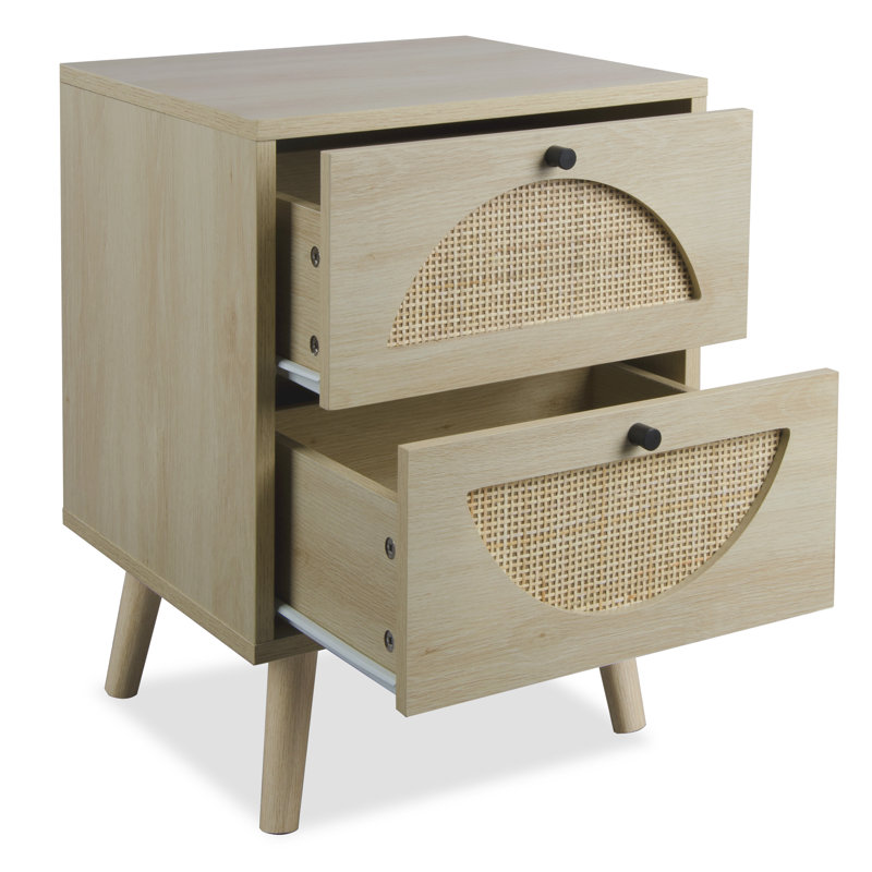Table de chevet 2 tiroirs Alandra, Blanc, 1