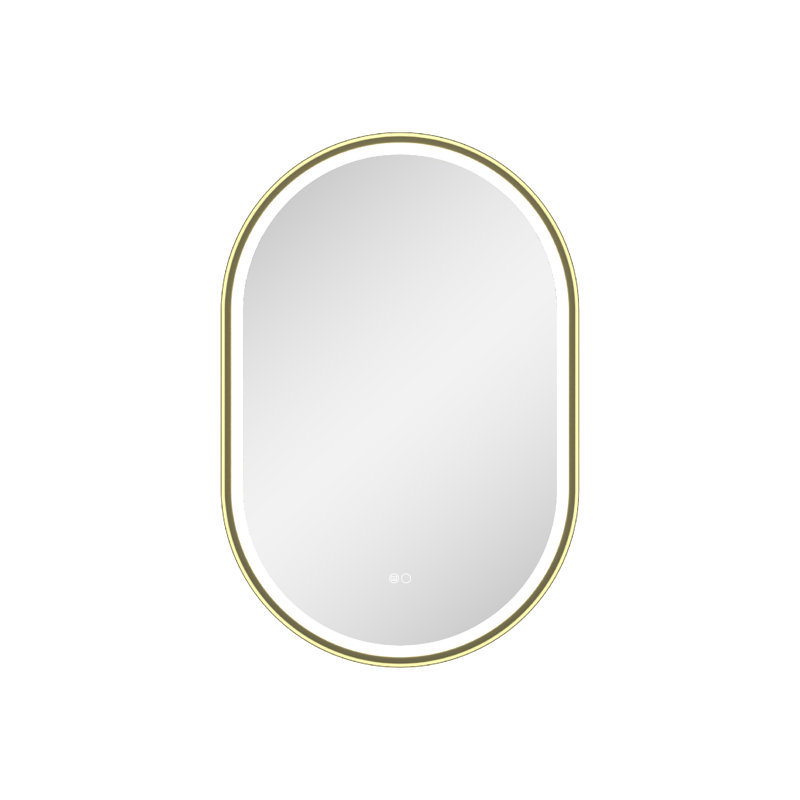 ZC-Mirror  36" H Wall Mounted Bathroom Framed LED Mirror With Memory Function, 36" x 24", Brushed Gold