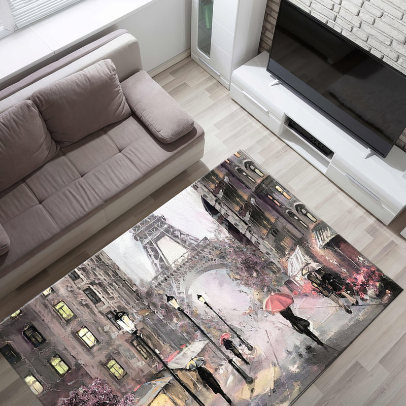 Chic Non Woven Thin Type Printed Rug Featuring Elegant Floral Pattern in Subtle Tones Perfect to Enhance Your Home Decor