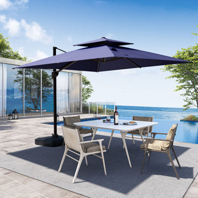 9 X 12 Ft Patio Cantilever Umbrella with Weighted Base