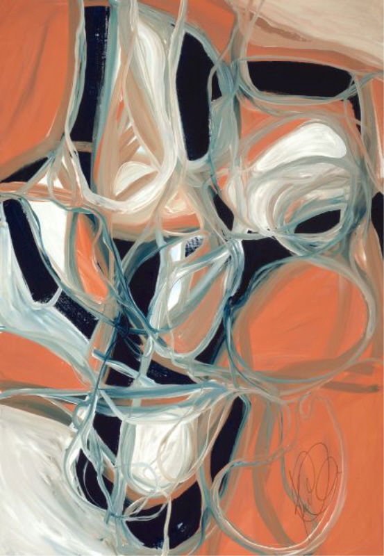 Intersecting Thoughts Painting by Kelly O'Neal, 43" H x 30" W x 1.5" D, Image Brush Gel