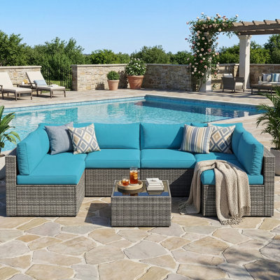 Wicker 6 - Person Modular Patio Conversation Set with Cushions